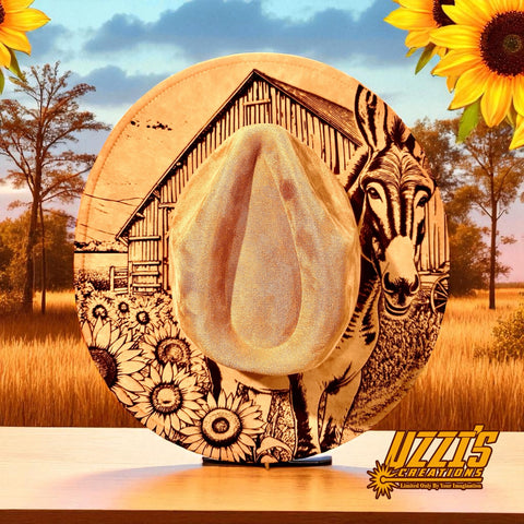 Donkey + Barn + Sunflowers